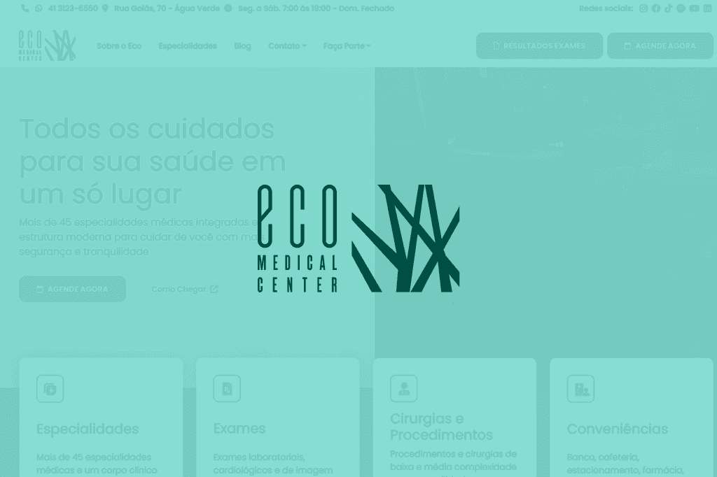 Captura de tela do site Ecomedical Center, site institucional