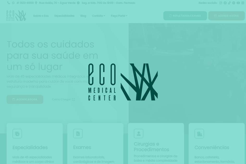 Captura de tela do site Ecomedical Center - Site institucional com design profissional e moderno