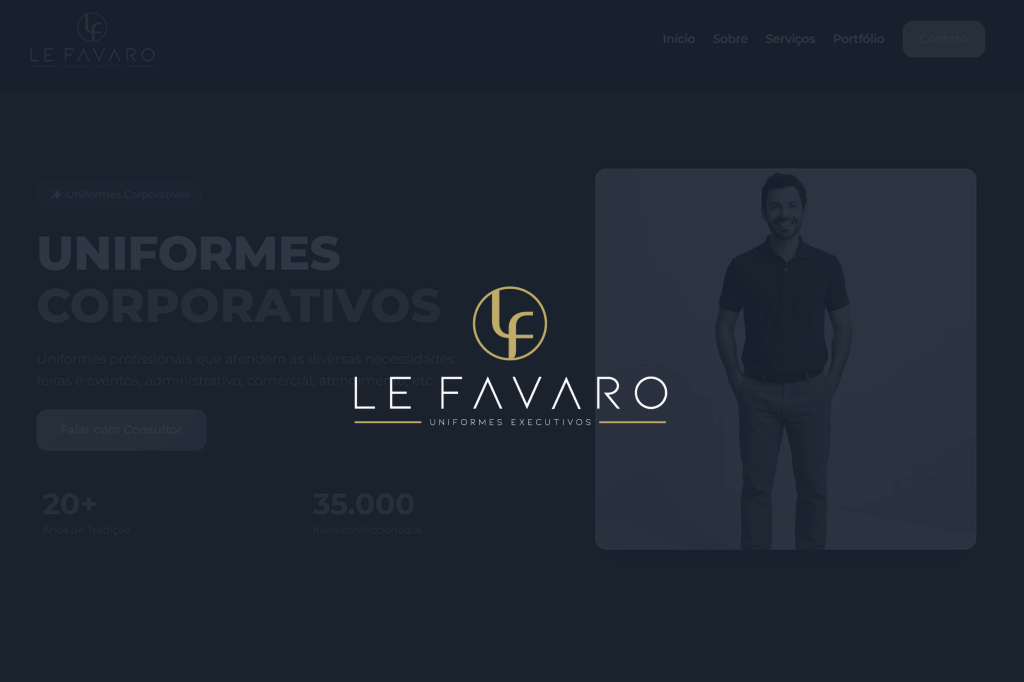 Captura de tela do site Lefavaro Uniformes - Landing page com design moderno e otimizada para conversão